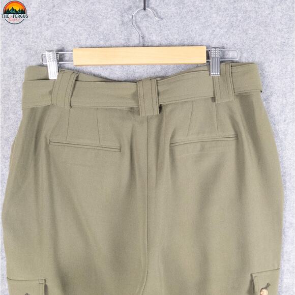 Express Ankle Pants Green Flat Front High-Rise Cargo Pockets Women's Size 12R - Picture 11 of 15